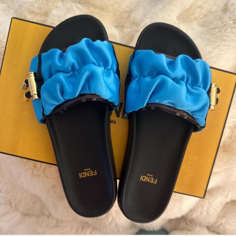 Fendi Women's Blue Slide Sandals